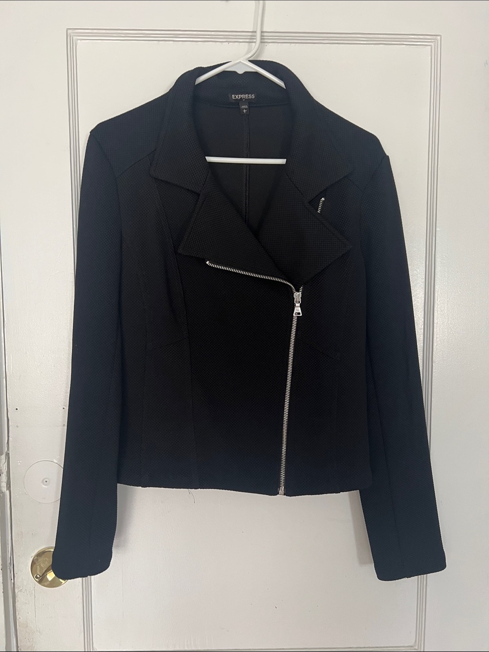Express Black Asymmetric Zip Blazer Jacket sz lg